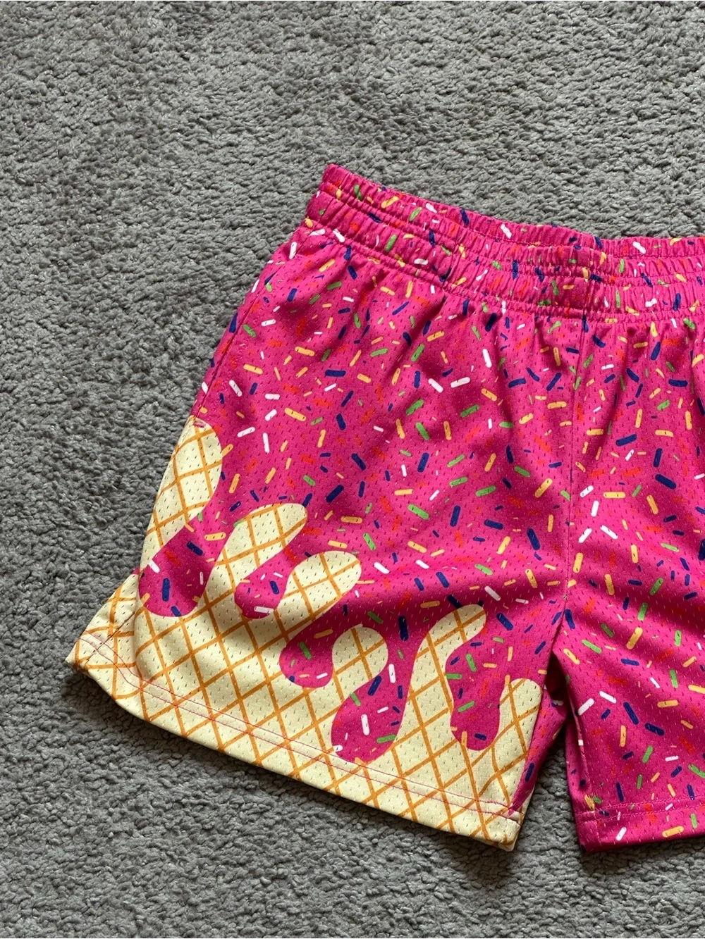NWT BL101 Ice Cream Youth Shorts Polyester Sprinkles Pink Baseball YXL